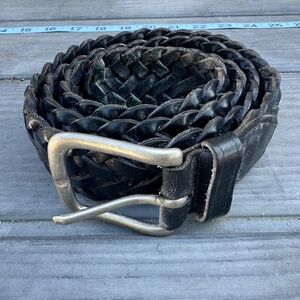 Men's Braided Black Leather Belt